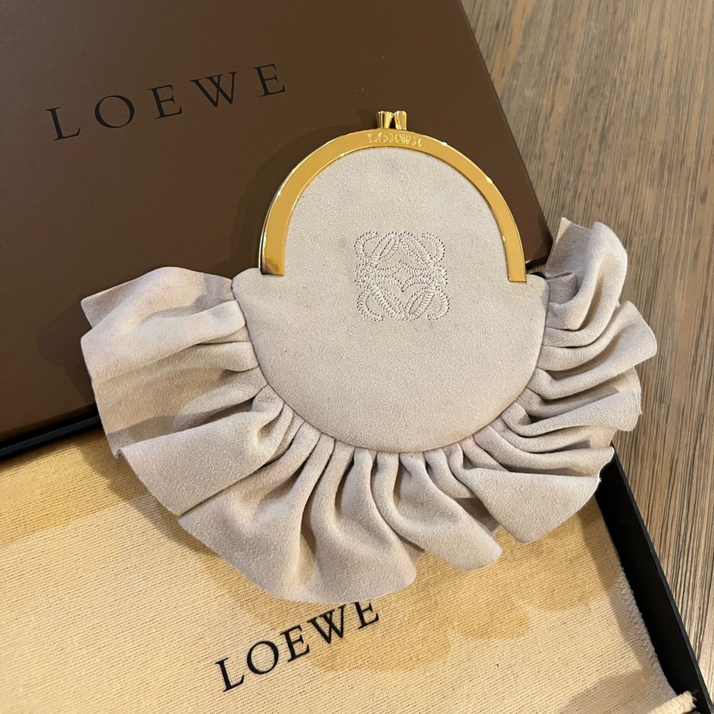 Loewe Rare Fringe Suede Coin Purse Beige/Tan - Picture 9 of 10
